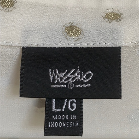 NWOT White Blouse with Gold Dots - Picture 3 of 3